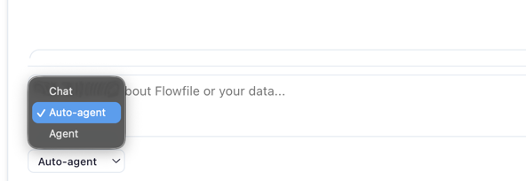 Send-mode dropdown — Chat / Auto-agent / Agent