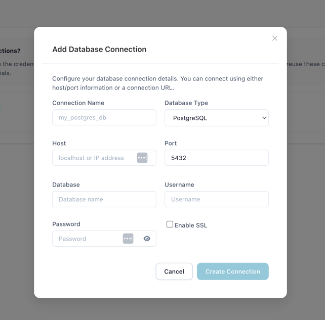 Create Database Connection