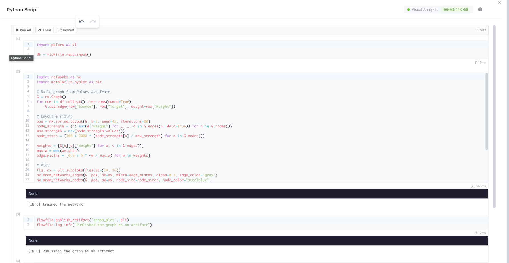 Notebook editor with cells