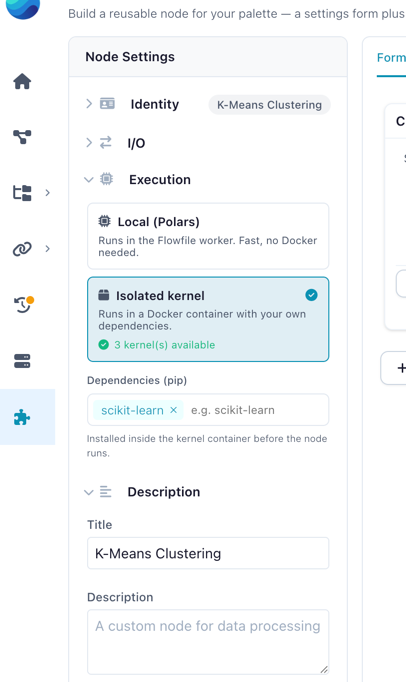 Execution set to Isolated kernel with a scikit-learn dependency tag