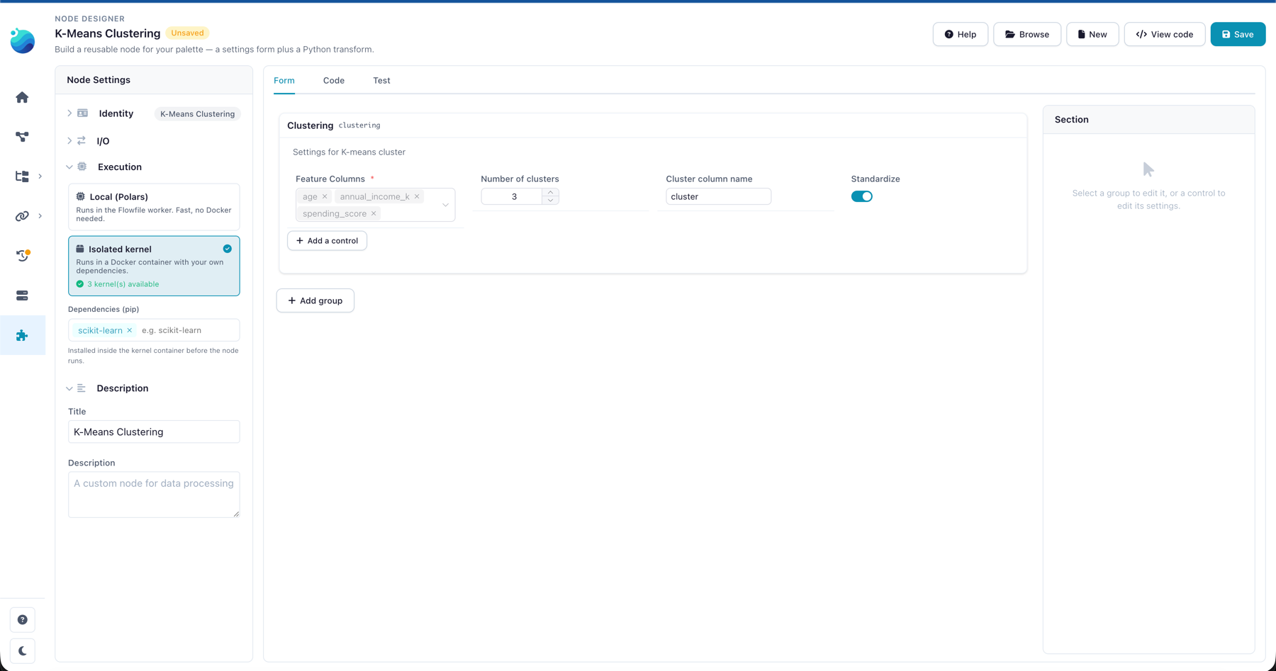 Form tab with the Clustering group and its four controls