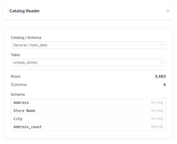 Catalog Reader settings